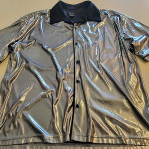 BC Ethic Men’s “Glamdazzle” Short Sleeve Shop Shirt – XL, Chrome